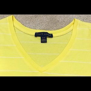 🆕🔥RALPH LAUREN SPORT SUPER CUTE SHORTSLEEVED SHIRT YELLOW&WHITE STRIPED NWOT!